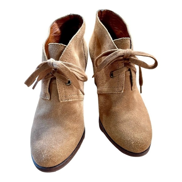 LUCKY BRAND, WOMENS, TRENDY, SWAY WEDGE BOOTIES. CAMEL COLOR LEATHER. SIZE 7M - Picture 2 of 7